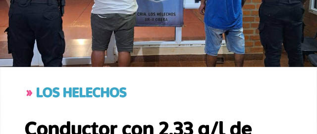 Conductor con 2,33 g/l de alcohol fue interceptado y se evitó un posible siniestro vial