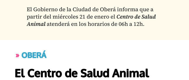 El Centro de Salud Animal modifica su horario de atención durante la temporada de verano