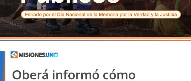 Oberá informó cómo funcionarán los servicios públicos durante el feriado del 23 y 24 de marzo