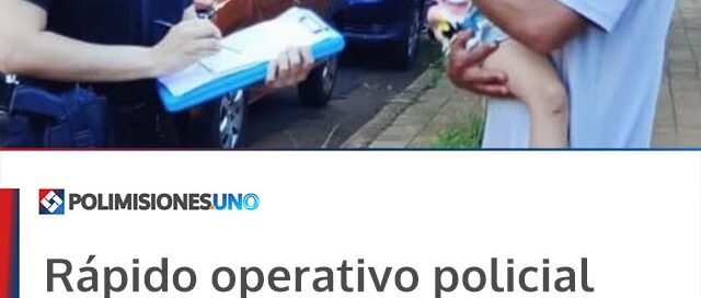 Rápido operativo policial permitió hallar a una niña de 4 años que se había extraviado en Oberá