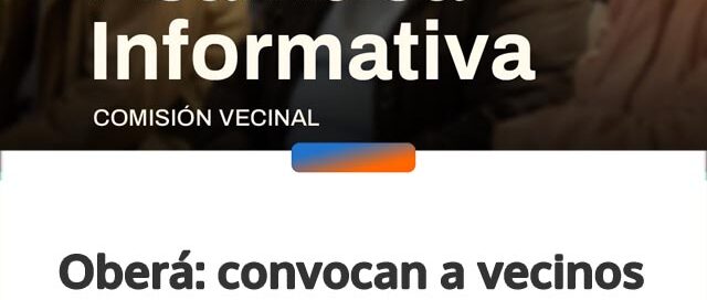Oberá: convocan a vecinos de San Miguel a una asamblea por la renovación de la comisión vecinal